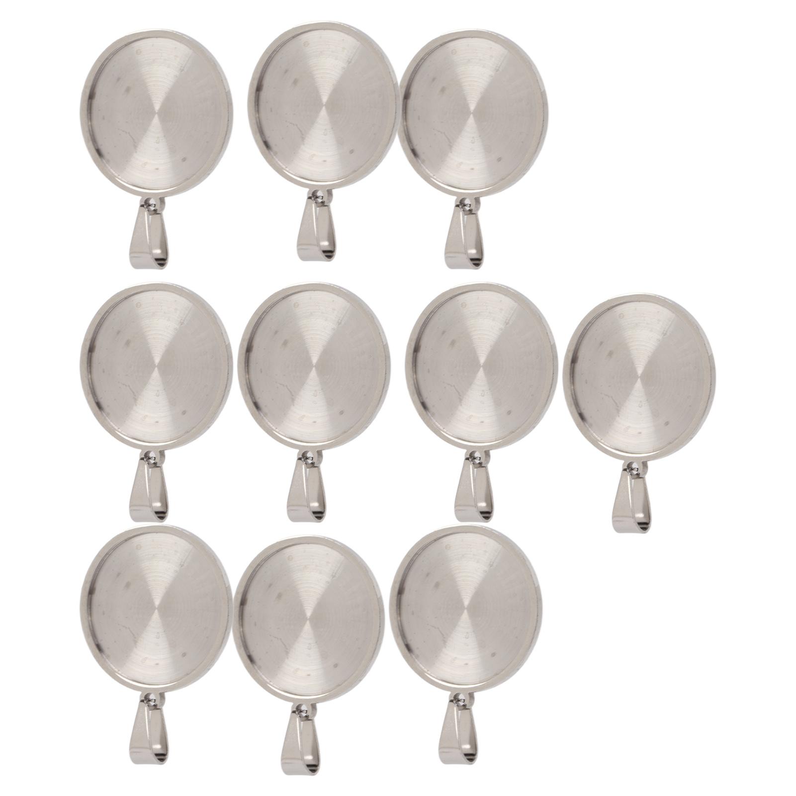 

10Pcs Pendant Tray 25mm Non Toxic Durable Safe Stainless Steel Reusable DIY Pendant Base for Crafts Jewelry