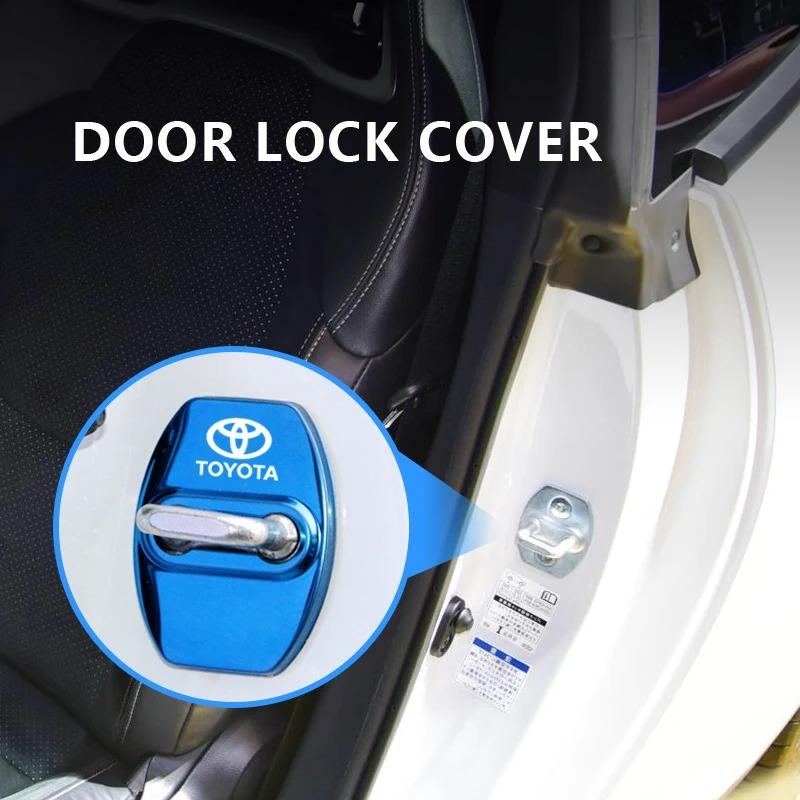 MSH3  4Pcs Car Door Lock Cover Anti Scratch Protective Buckle Caps for Toyota Yaris Hilux Prius Auris Corolla Camry RAV4 Accessories