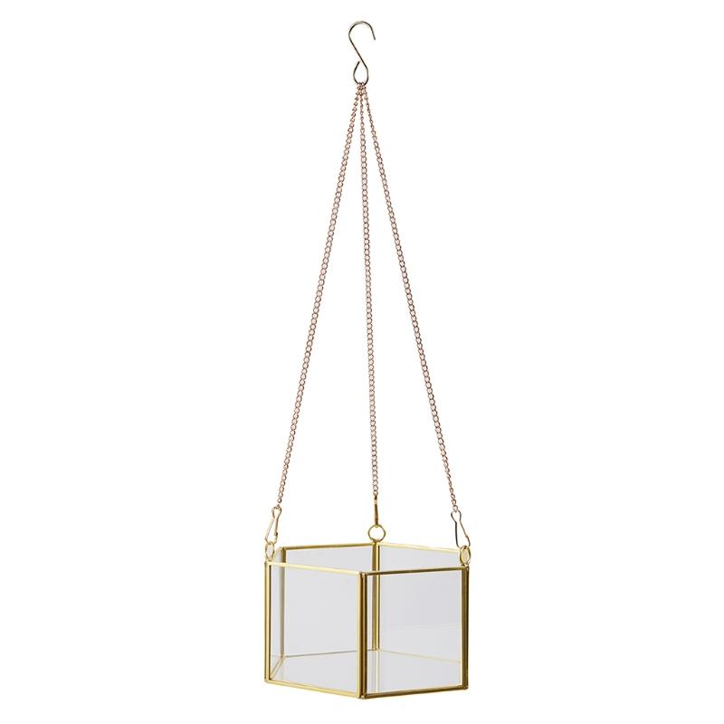 Modern Hanging Glass Terrarium Geometric Hexagon Shaped Succulent Air Plant Holder Container Wall Planter Flower Pot X3UC