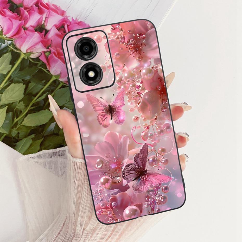 Cute Printing Phone Case For Motorola Moto E14 Soft Black Silicone TPU Cases For Moto E14 Covers Bumpers