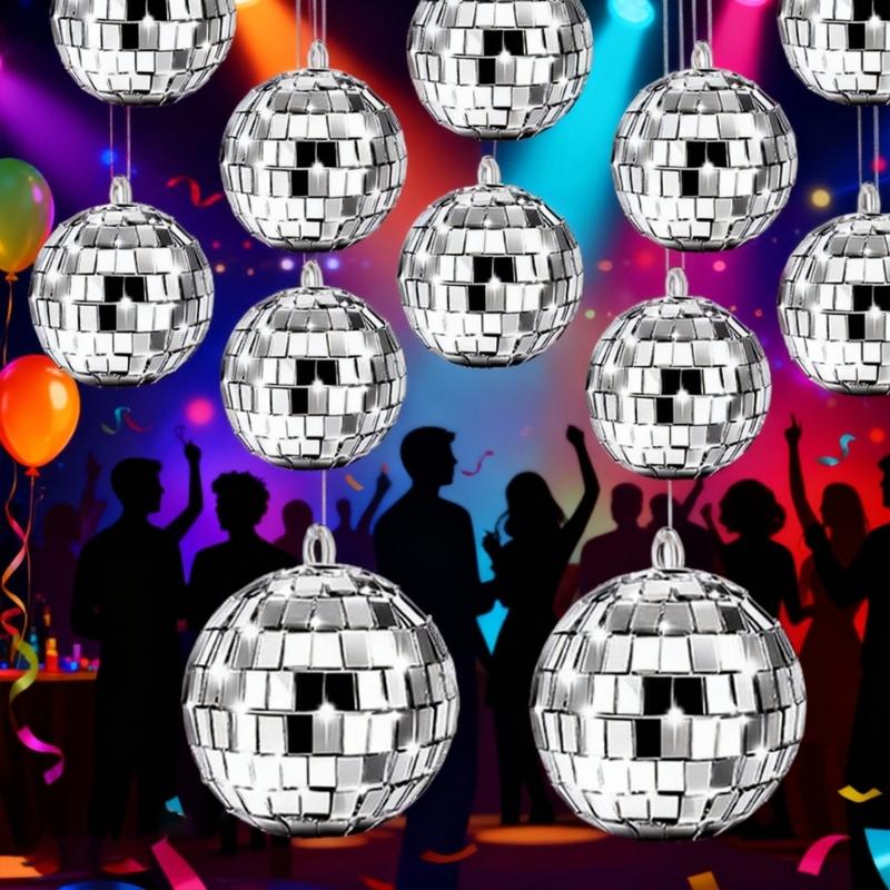 12 stuks Sprankelende Disco Spiegelbol Ideaal voor Huisdecoratie en Disco Hoofddeksel Kerstboom Ornament