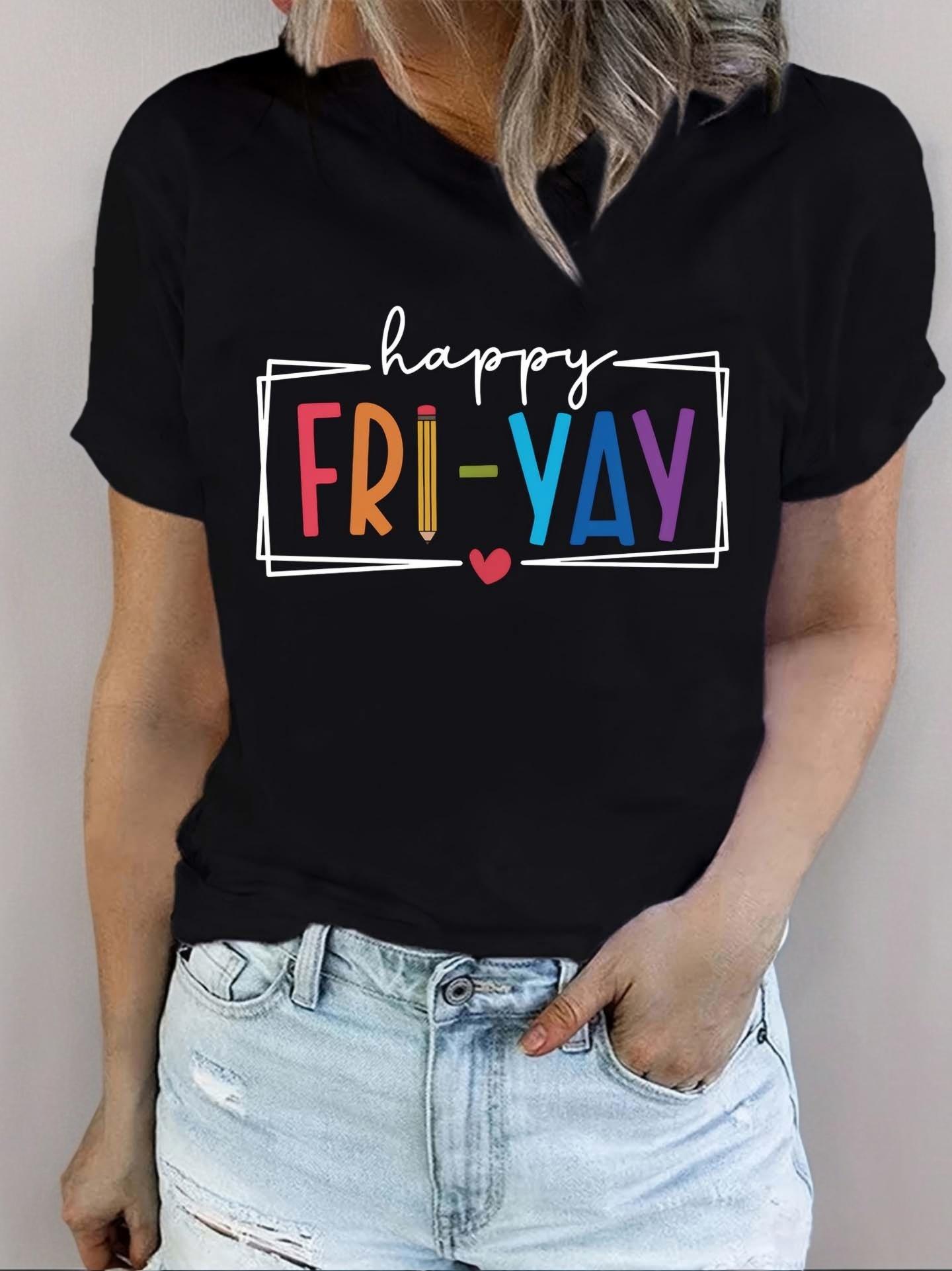 Happy FriYay Pencil Heart Graphic Tee M