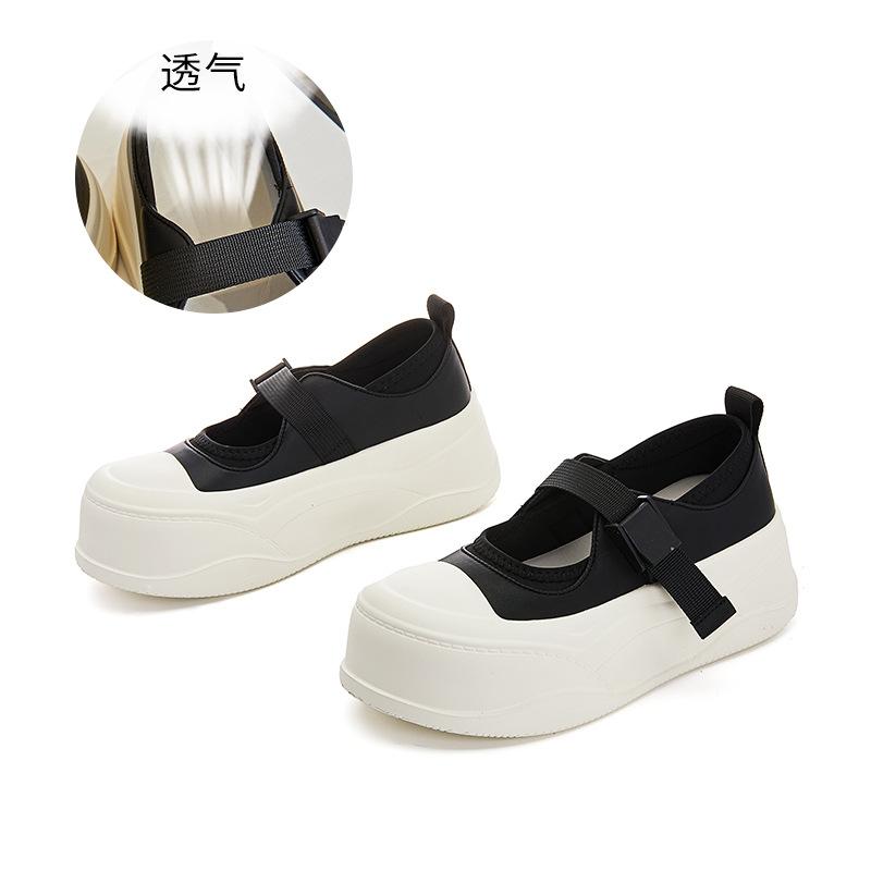 Foam sole Mary Jane shoes 2025 summer new thick sole one-word buckle single shoes casual versatile commuter height increase women's shoes