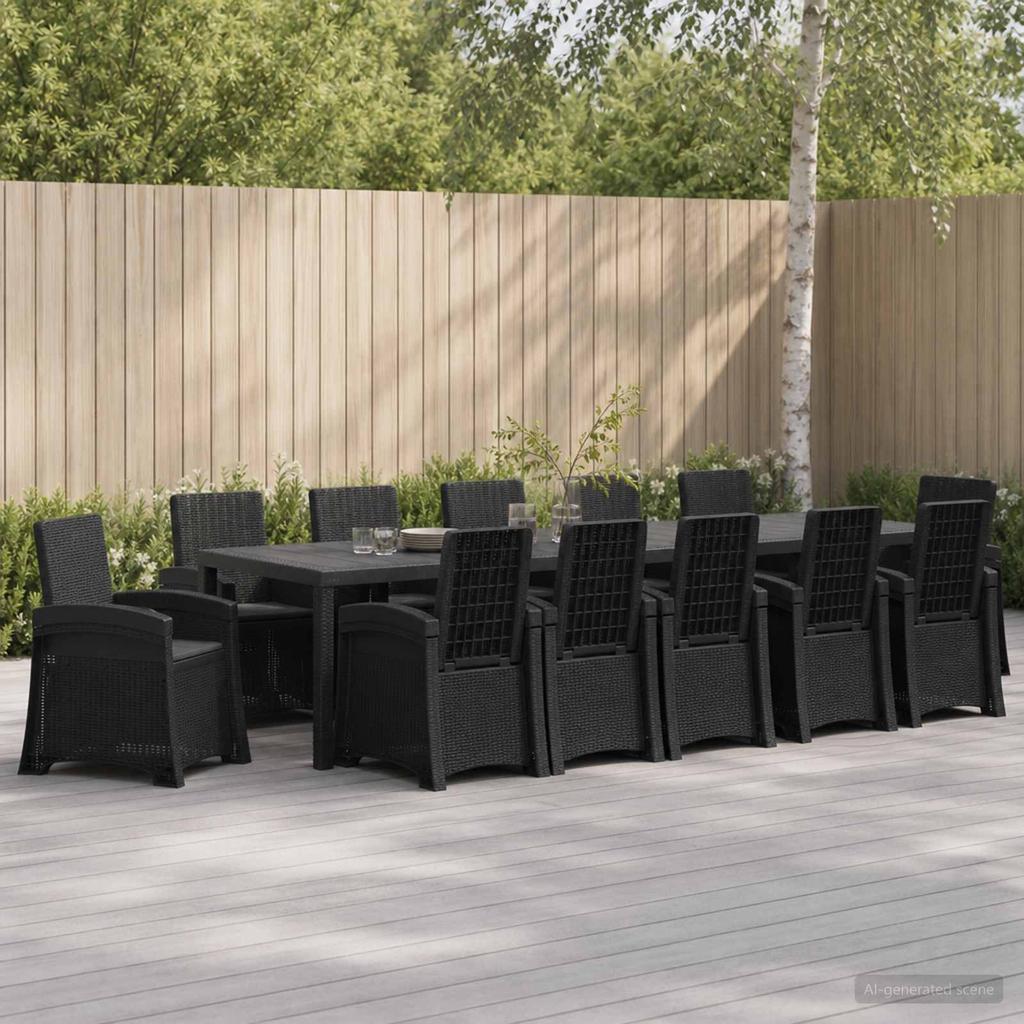 Garden Dining Set 14 Pcs Anthracite PP