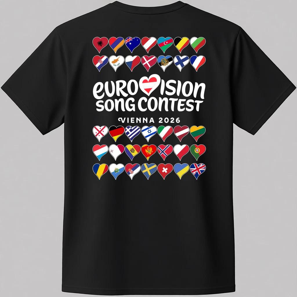Eurovision 26 Double-sided country flag design Vienna Austria Song Contest DS35