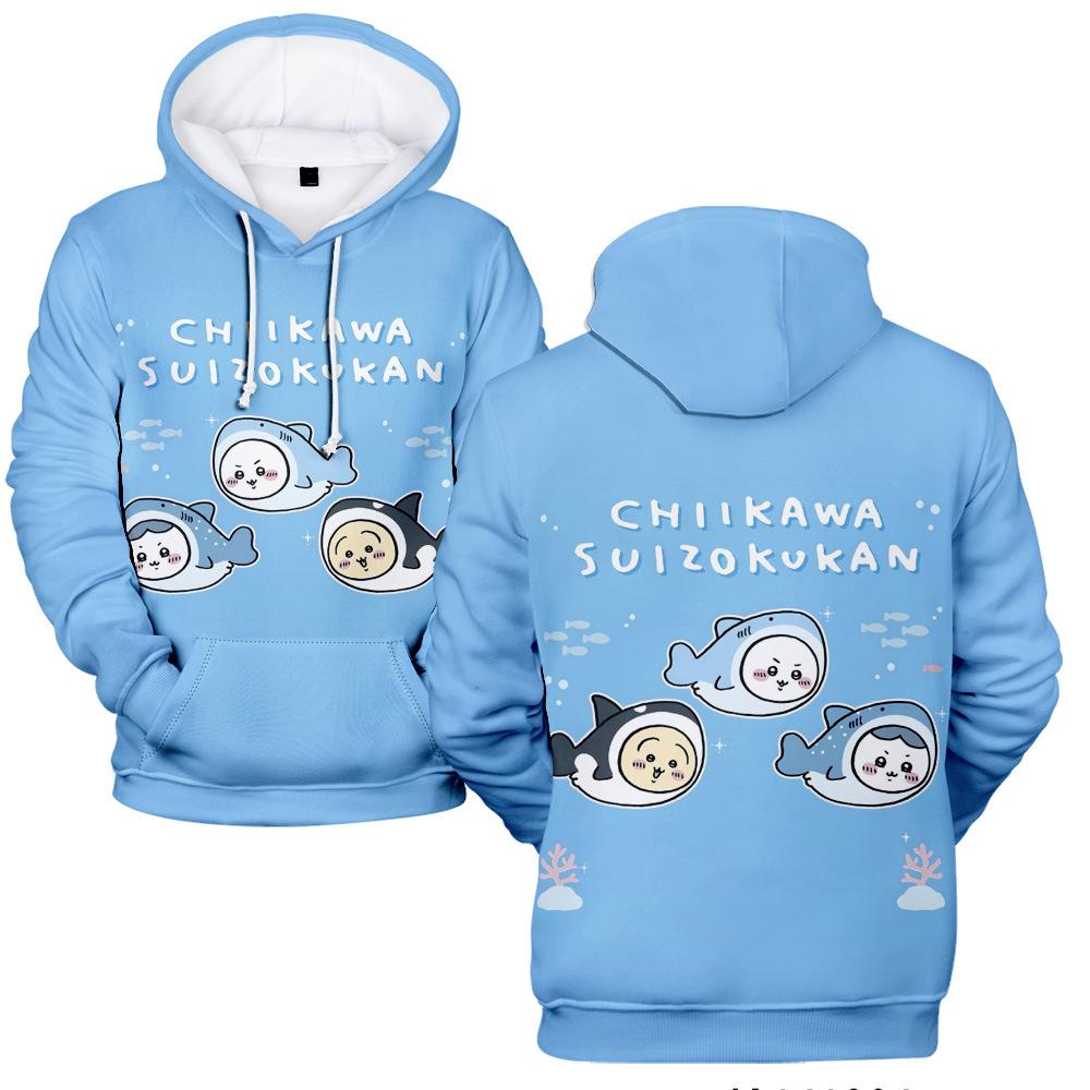 

Новая мода Chiikawa мультфильм принт одежда уличная мужская толстовка с капюшоном свитшот мода с капюшоном длинный рукав пуловер топы XS