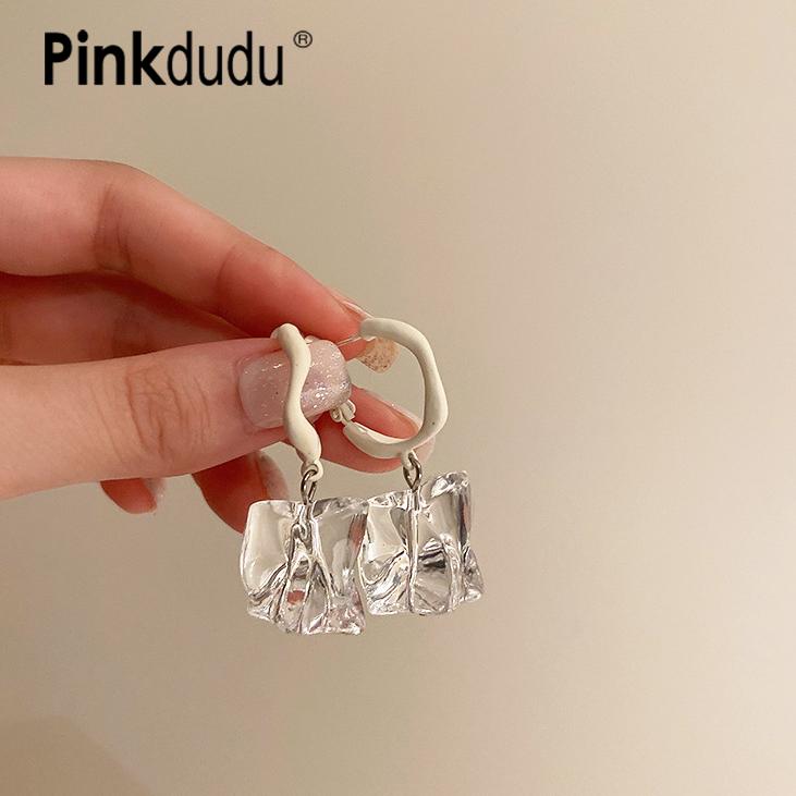 

PINKDUDU S925 прозрачные акриловые серьги в стиле барокко, темпераментные элегантные креативные висячие серьги из сплава, подарок для женщин PD1667