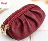Women's Genuine Leather Pleated Wallet - Double Zipper, Multi-functional Coin Purse