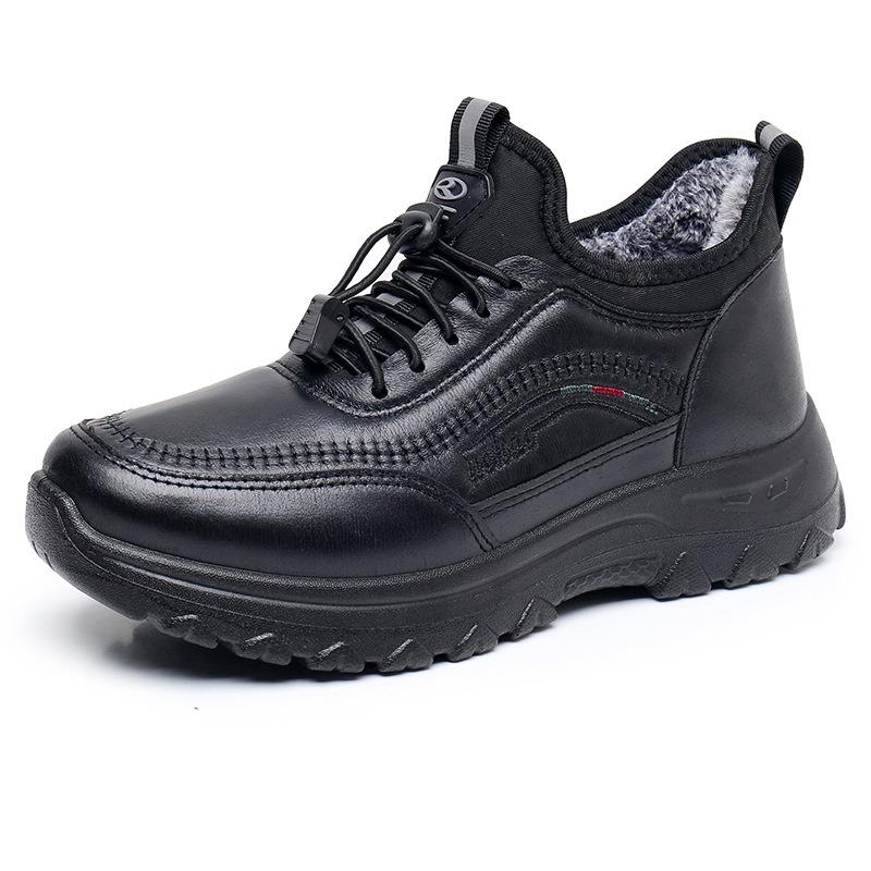 Winter New Women's Cotton Shoes Piled Thickened Sports Casual Shoes Flat Non-slip Medium and Old Cotton Boots Soft-soled Mother Shoes