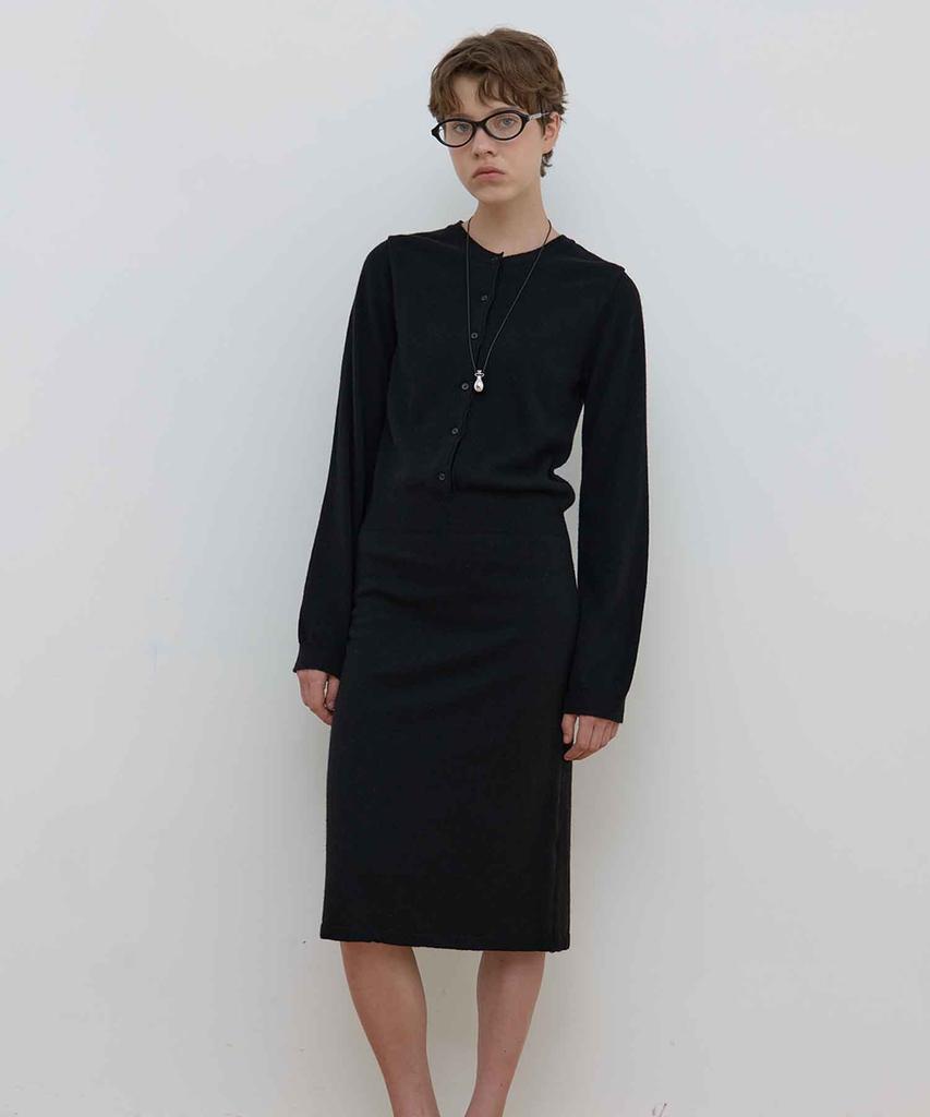 MA JOURNEE Mono Knit Dress_Black