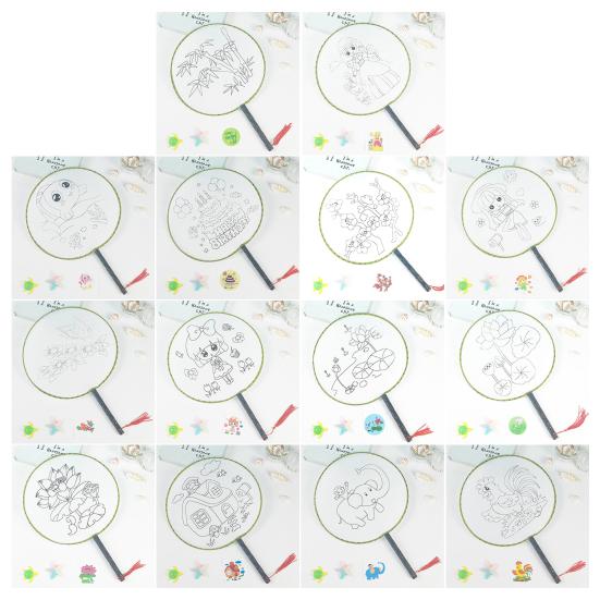 DIY Malířský Kulatý Vějíř s Dřevěnou Rukojetí Ručně vyráběný Dekorativní Vějíř Čínský Styl Nedokončený Ruční Vějíř Řemesla Dekorace