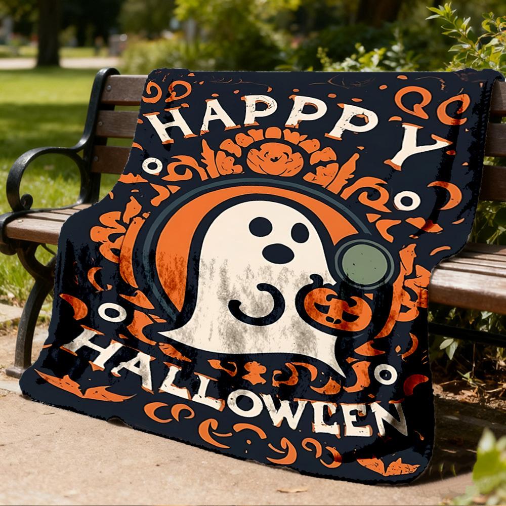 1pc Halloween Ghost Outdoor Blanket, Soft And Comfortable Blanket, Casual Warm Outdoor Blanket, Good Birthday Gift yy251201178