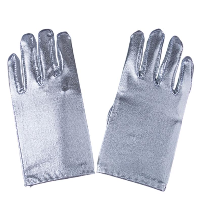 

Блискучі лаковані рукавички для дітейРукавички для костюма на денну вечіркуКороткі мітенкиДитячі сценічні виступиКороткі рукавички срібний