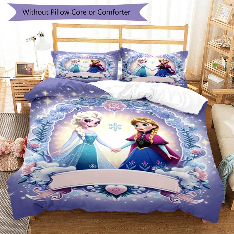 3pcs Elsa Bedding Set Duvet Cover Closure Includes 1 Duvet Cover & 2 Pillowcases, Soft and Comfortable for All Seasons.