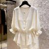 French-style Relaxed Loose-fitting Short-sleeved Shirt for Slimming Effect