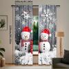 Set Of 2 Christmas Curtains Snowman Santa Print Bedroom Living Room Festive Decor Curtain Darkening With Rod Pocket Polyester Machine Washable Ideal