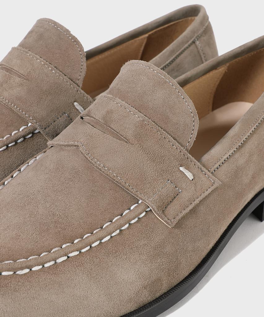 Firenze Atelier Standard U-Tip Suede Penny Loafers 4050-Qs [Ash Beige]