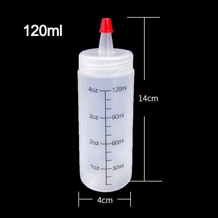 120/250/450ml Plastic Needle-nosed Scale Squeeze Bottle Squeezable Bottle with Leak-proof for Kitchen Salad Sauce Squeeze Bottle