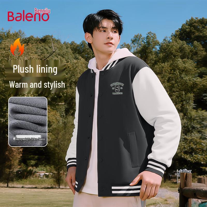 

Baleno Men s Winter American Retro Baseball Collar Jacket L