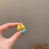 Spring-Summer Polka Dot C-Shaped Stud Earrings - Fresh Yellow & Blue Geometric Ear Cuffs