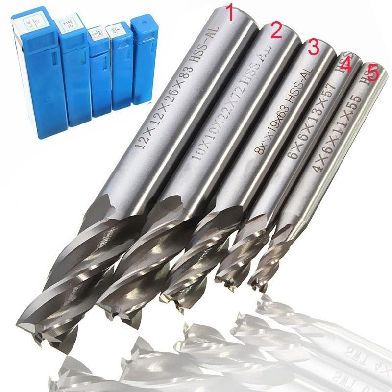 Solid Carbide Straight End Mill 4 Flute Milling Cutter Drill Bit Kit 1-12mm BU