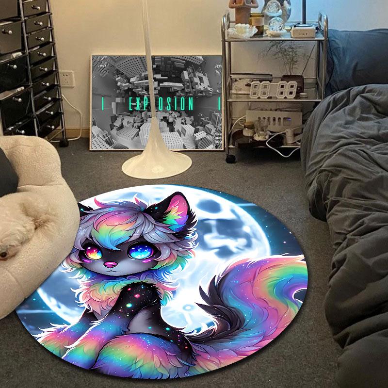 Goldfish Swimming Circular Rug, Orange Aquarium