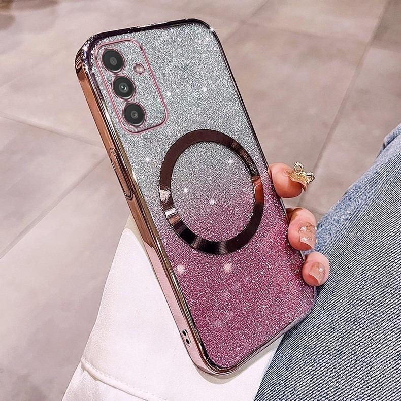 Applicable to OPPOReno12Pro mobile phone case magnetic suction electroplating gradual change glitter A58 simple 3A79 new anti-drop cover