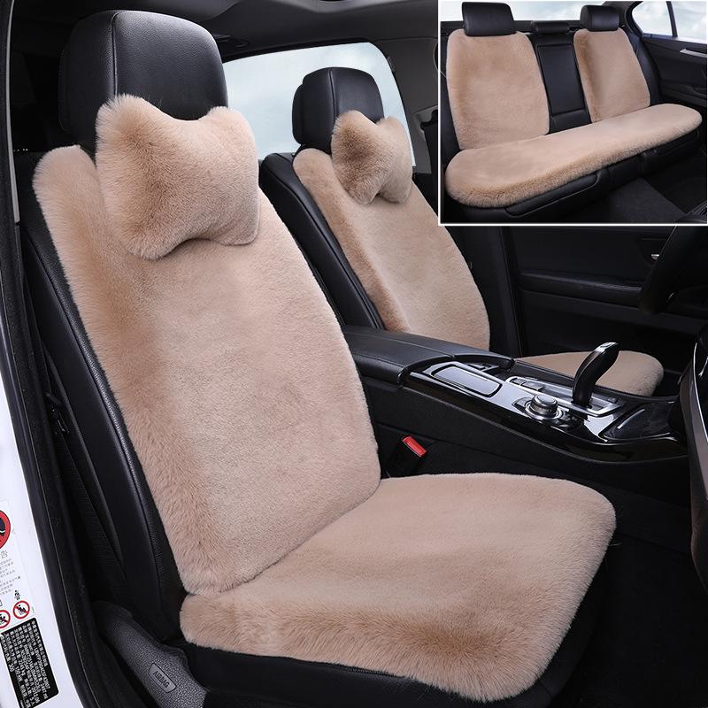 Winter Rabbit Fur Wool Heated Car Seat Cushion - Non-slip, Warm, for Single Seat with Small Waist Support