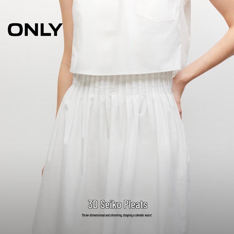 ONLY 2025 Summer Pleated A-line White Mini Dress