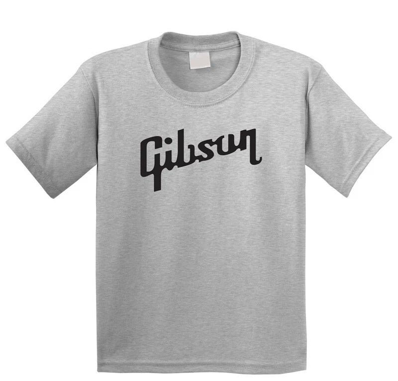 Gibson Logo (Guitar) Cool Gray Stylish Unisex Large T-Shirt 3XL