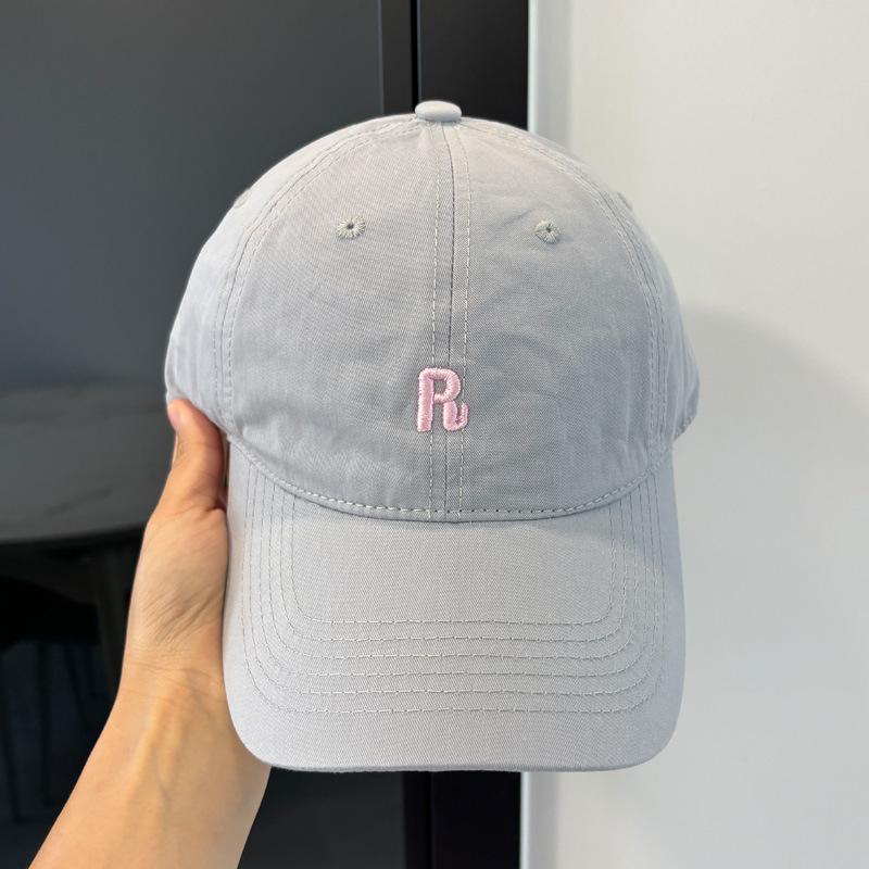 Letter Embroidery R Standard Four Seasons Soft Top Baseball Cap Women's Fashion Face Small Hat Neutral Simple Travel Cap