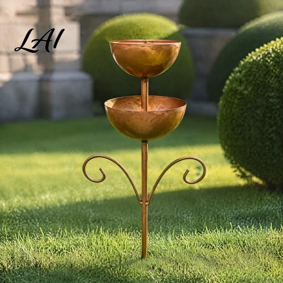 Heavy Duty Metal Feeder Double Layer Bird with Ground Stake Feeding Decorative for Yard Station Weather Resistant Garden Lawn Backyard Decor