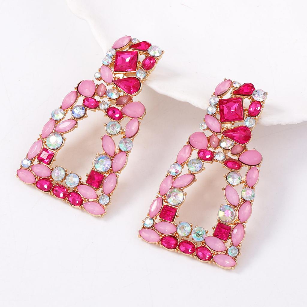 Geometric square diamond-set party niche fashion trend versatile temperament earrings earrings