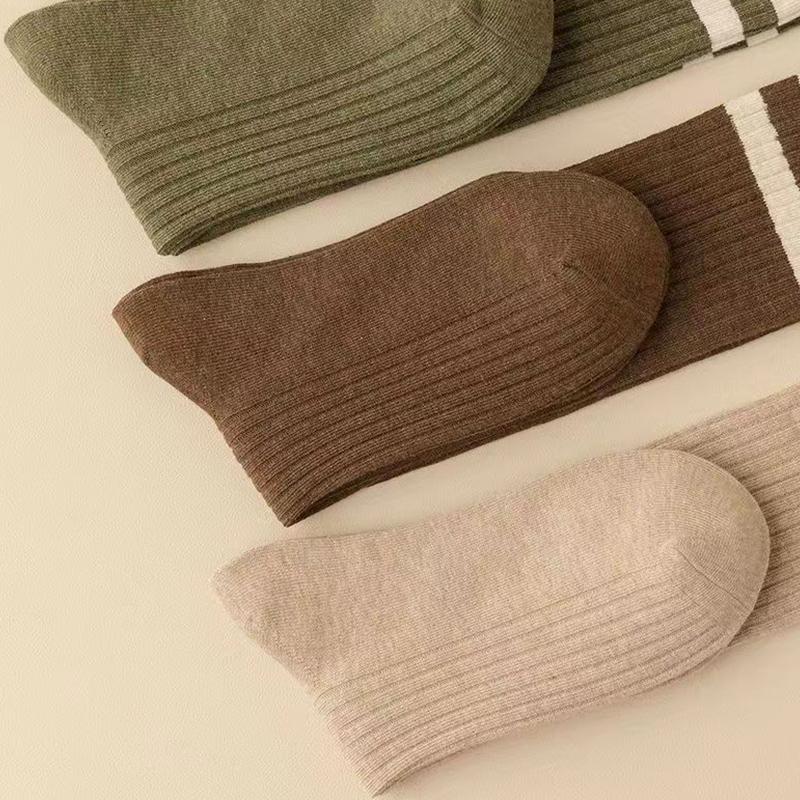 1 Paar Socken Gestreifte Lange Socken Sommer Dünne Mittellange Socken Schmale Wadenstrümpfe Bequem Atmungsaktiv Japanischer Stil Vintage Socken