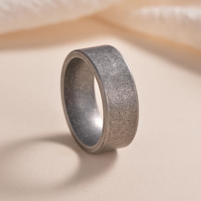 Vintage 8mm Stainless Steel Ring Retro Metal Antique Distressed Wide Ring For Men Punk Gothic Rock Hiphop Accessories Jewelry