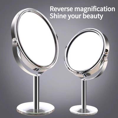 1 ST high definition dubbelzijdig desktop cosmeticaspiegel roestvrij staal vergrootglas cosmeticaspiegel, kleine spiegel kantoor slaapkamer tafel rotatie