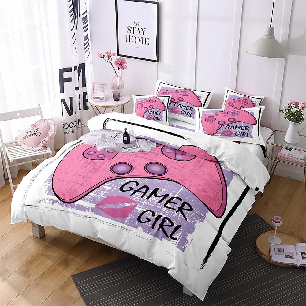 Gamer Duvet Cover for Boys Gaming Comforter Cover Games Gamepad Polyester Bedding Set Kids Game Room Decor Video Game Controller