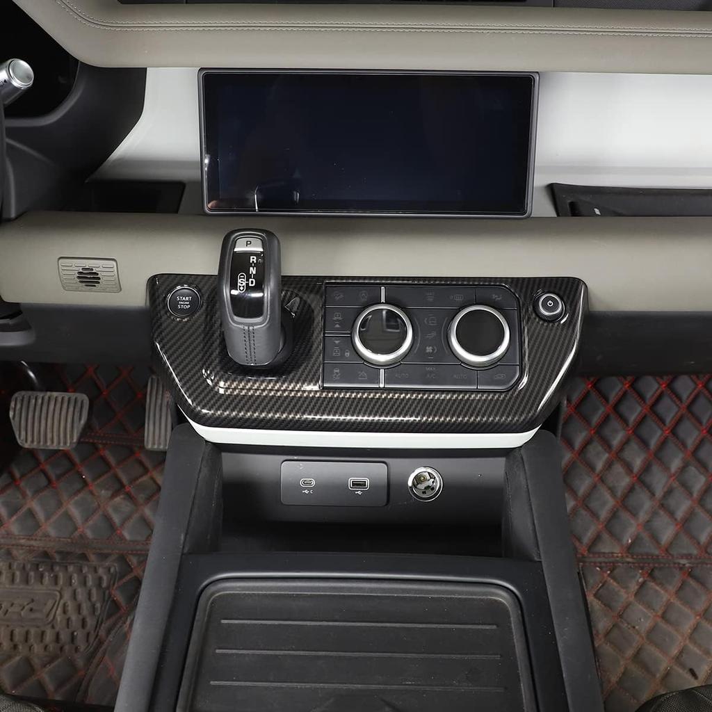 PIUGILH Auto Mittelkonsolen-Rahmenabdeckung & Klimaschalter-Panel Innenverkleidungszubehör für Land Rover Defender 110 2020 2021 2022 2023