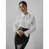 White Elegant Lace Women Shirt See Through Ruffled Fashion Spring Summer Loose Long Sleeve Blouse Female Hollow Out Lapel Fashion Sweet Tops