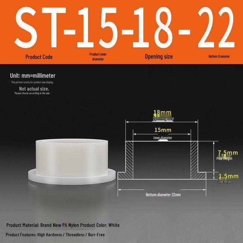T-förmige Nylon-Unterlegscheibe: Konvex-Konkave Schraubwellenhülse, Stufen-Kunststoffscheibe, Nylonbuchse, Isolierkapsel ST2-ST35