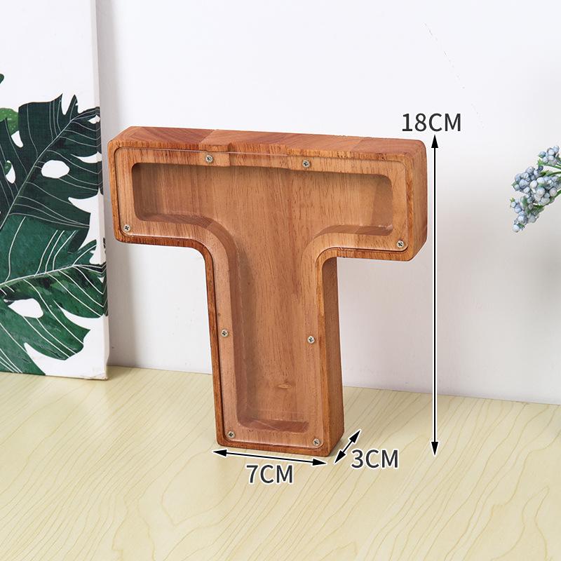 Alphabet Wooden & Acrylic Piggy Bank for Kids - Transparent Animal Design