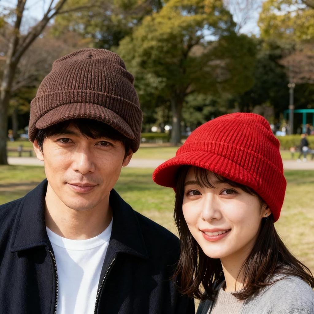 Connectyle Men's and Women's Fall/Winter Wool Blend Knit Newsboy Cap, Double-Layered, Warm Knit Cap with Brim, Coffee