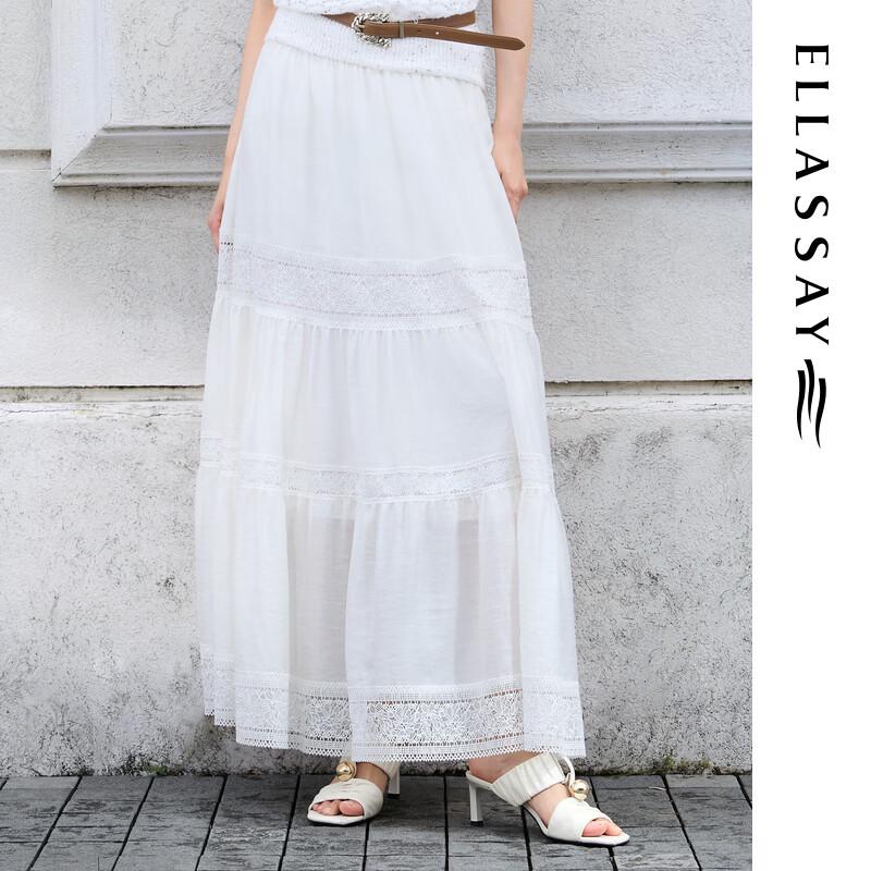 ELLASSAY 2026 Summer Lyocell Lace A-Line Midi Skirt