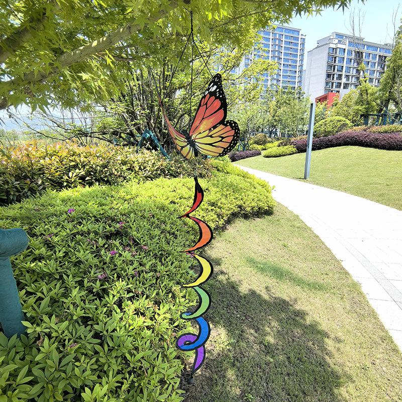 Outdoor Butterfly Wind Spinner Garden Hanging Decoration with Spiral Tail for Yard Patio Porch Balcony and Home