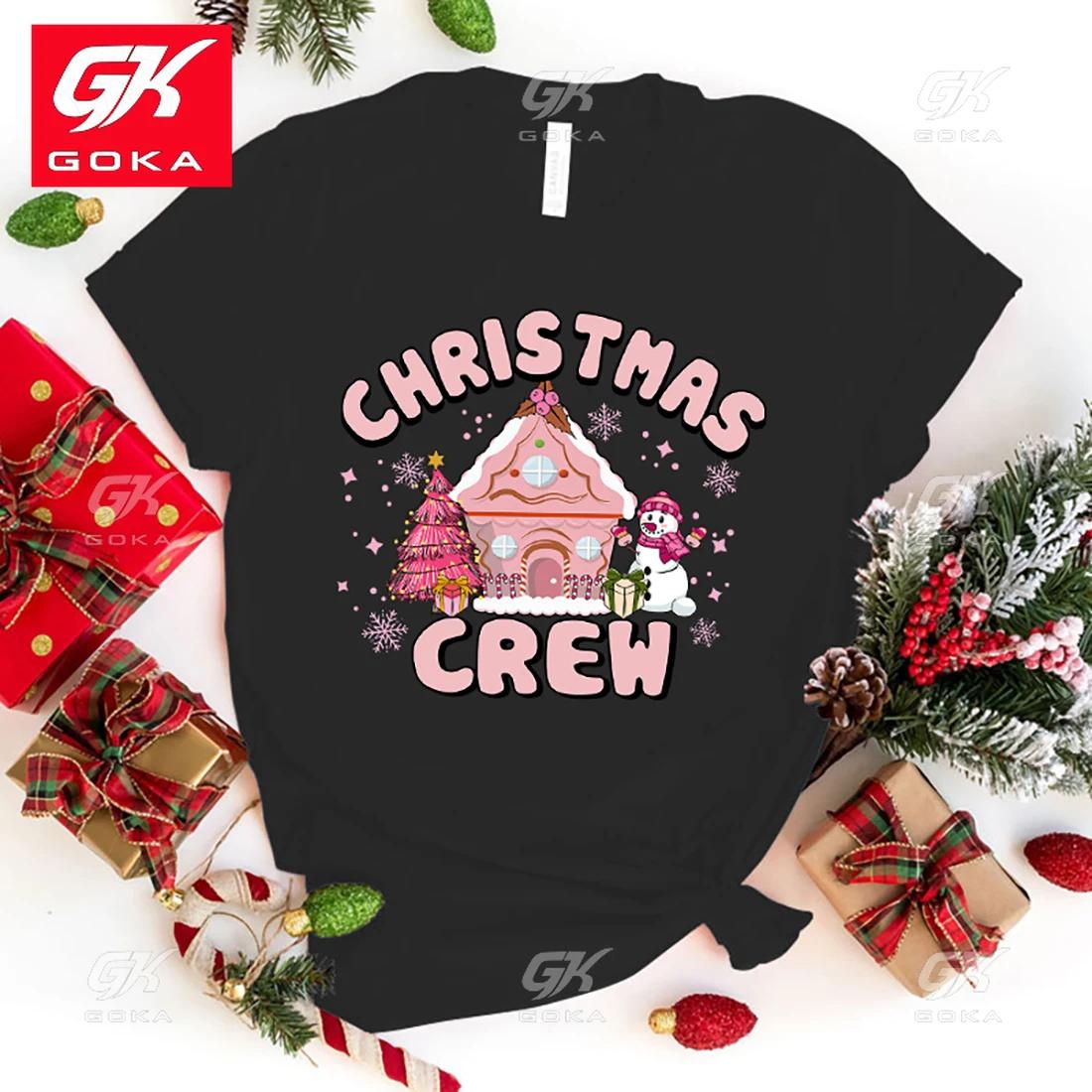 

Funny Christmas Crew Print Cotton T Shirt Letter Print T Shirts Women Unisex Short Sleeve Casual Clothing Hip Hop Tops Unisex Tees 3XL