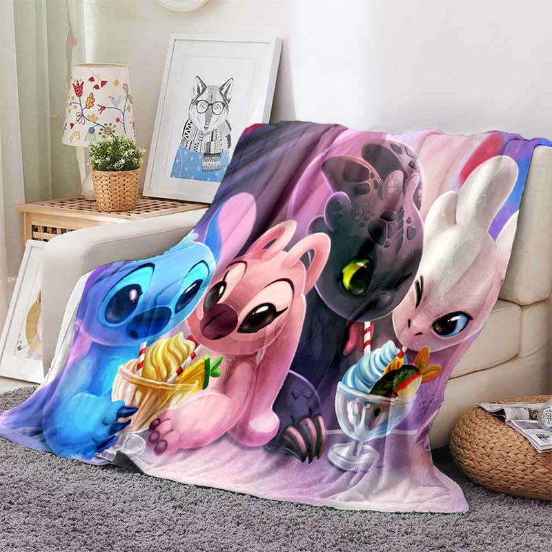 Pătură Drăguță cu Desene Animate Stitch Animație Modă Flanelă Fleece Pufoasă Pătură Aruncată Copii Canapea Călătorie Camping