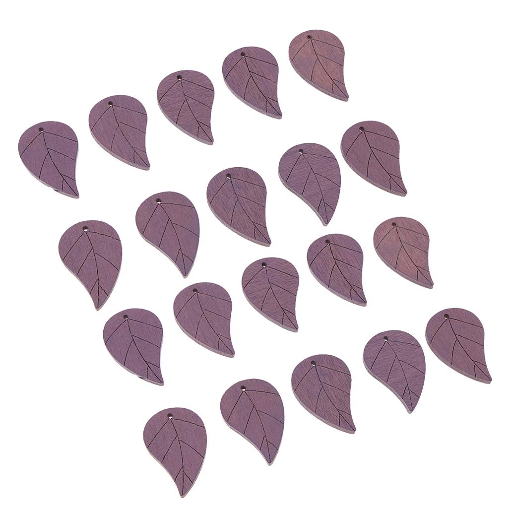 20 peças boêmio formato de folha folhas de madeira pingente contas artesanais bege