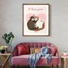 Valentinstag Geschenk Liebhaber Katzen Wandkunst Bilder Poster Drucke für Wohnzimmer Katzenpaar Hochzeitstag Leinwandmalerei