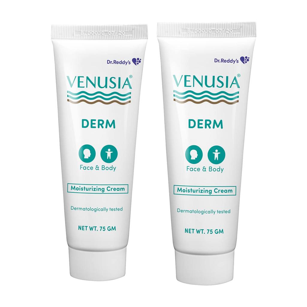 VENUSIA Dr. Reddy's Derm Moisturizing Cream 75G Pack of 2 for Dry Skin 24-Hour Hydration Barrier Repair