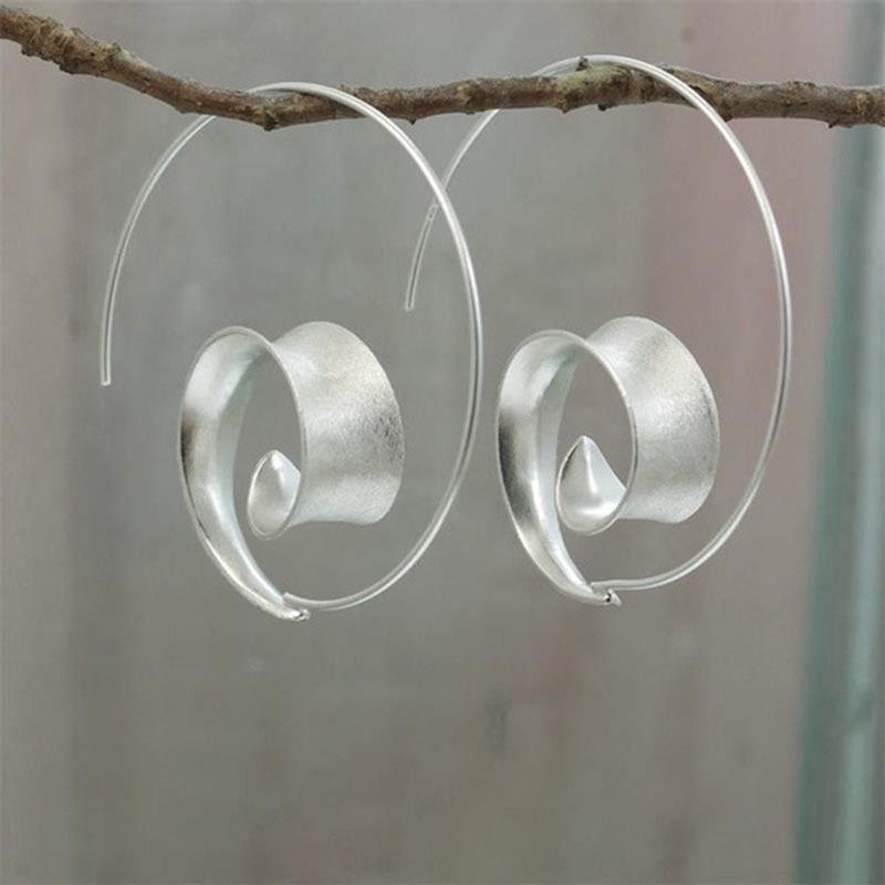 New Personalized Leaf Spiral Women s Earrings - European and American Fashion